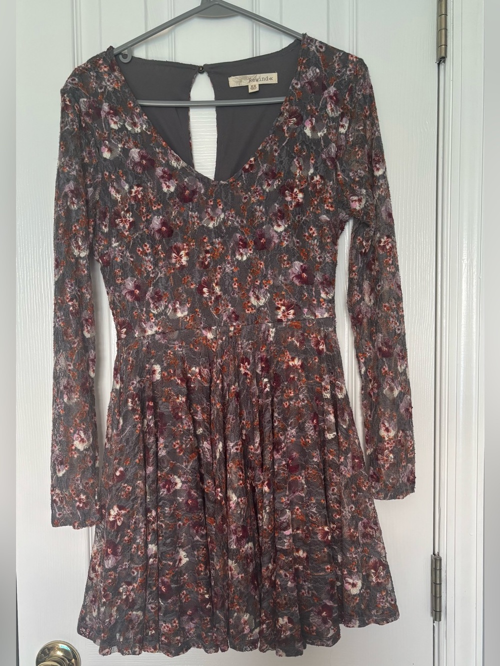 Rewind Gray Floral Dress